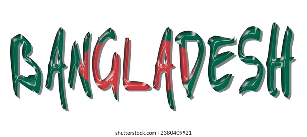 BANGLADESH flag text font, 3D BANGLADESH colorful background, BANGLADESH flag vector illustration