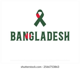 BANGLADESH flag Typography with ribbon flag on a white background, Vector design of BANGLADESH flag typography, Ribbon Flag of Bangladesh, National Day Design, BANGLADESH Day design