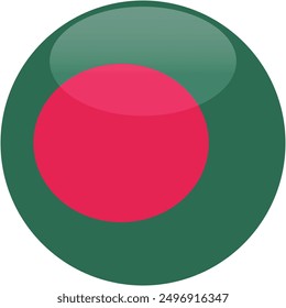 Bangladesh flag vector icon. Glossy round icon with flag of the Bangladesh on white background