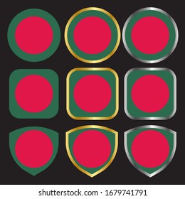 icono vectorial de bangladesh con frontera dorada y plateada