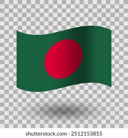 Bangladesh flag vector. Bangladesh wavy flag isolated transparent background. Flag of Bangladesh symbol icon. EPS 10