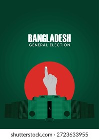 Afiche del Vector de las elecciones generales de Bangladesh con símbolo de votación y Colores nacionales