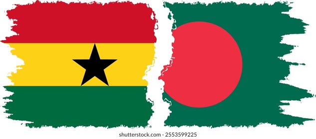 Bangladesh and Ghana grunge flags connection, vector