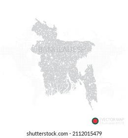 Bangladesh grey map isolated on white background with abstract mesh line and point scales. Vector illustration eps 10