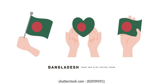[Bangladesh] Hand and national flag icon vector illustration	