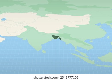 Bangladesh highlighted on a detailed map, geographic location of Bangladesh. Vector Map.