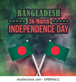 Bangladesh Independence Day Low Poly Style Background. Flag and Vector Elements National Concept Greeting Card, Poster or Web Banner Design