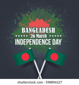Bangladesh Independence Day Retro Style Background. Flag and Vector Elements National Concept Greeting Card, Poster or Web Banner Design