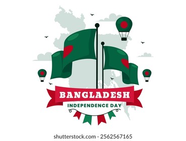 Bangladesh Independence Day Vector Illustration Celebrating 26 March with a Waving Flag and National Monument in a Festive Flat Cartoon Background