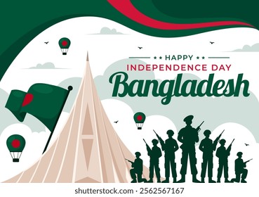Bangladesh Independence Day Vector Illustration Celebrating 26 March with a Waving Flag and National Monument in a Festive Flat Cartoon Background
