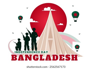 Bangladesh Independence Day Vector Illustration Celebrating 26 March with a Waving Flag and National Monument in a Festive Flat Cartoon Background
