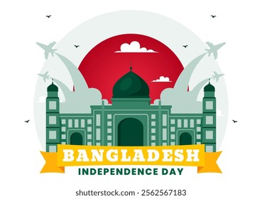 Bangladesh Independence Day Vector Illustration Celebrating 26 March with a Waving Flag and National Monument in a Festive Flat Cartoon Background