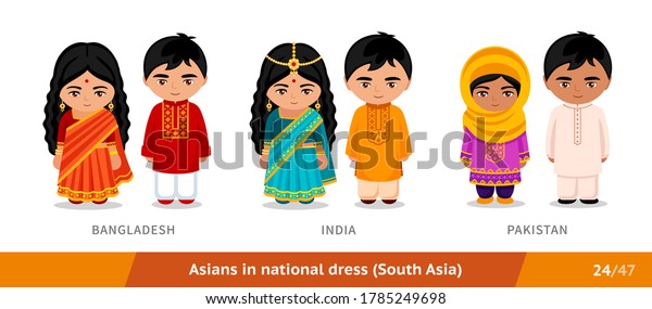 Bangladesh India Pakistan Men Women National Stock Vector (Royalty Free ...