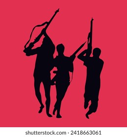 Bangladesh Liberation War victory cheer, Black and Red Vector image