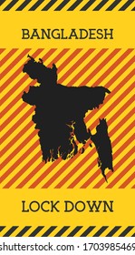 Bangladesh Lock Down Sign. Yellow country pandemic danger icon. Vector illustration.