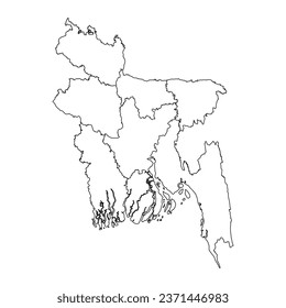 Bangladesh map with administrative divisions.