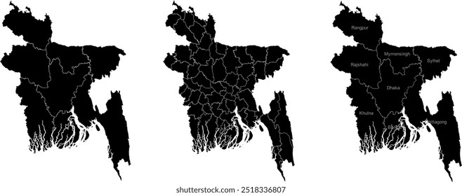 BANGLADESH MAP with its administrative divisions and regions
