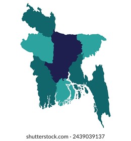 Bangladesh map. Map of Bahamas in administrative provinces in multicolor