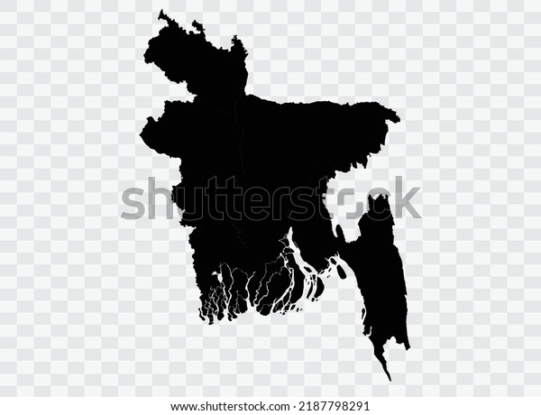 Bangladesh Map black Color on Backgound png  not\
divided into cities