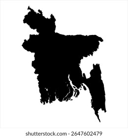 Bangladesh Map - black World Map International vector template with High detailed isolated on white background - Vector