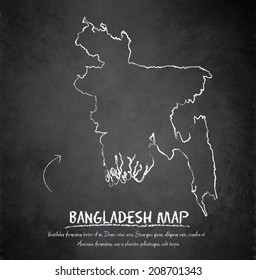 Bangladesh map blackboard chalkboard vector