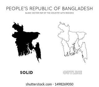 Bangladesh map. Blank vector map of the Country with regions. Borders of Bangladesh for your infographic. Vector illustration.
