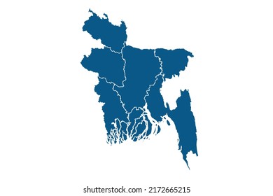 Bangladesh Map blue Color on White Backgound