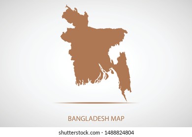 Bangladesh map, brown color and country name. Map of Asia. Vector map on gray background. Symbol for your web site design map logo. app, ui, Travel vector eps10, concept Illustration.