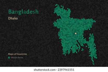 Bangladesh Map with a capital of Dhaka Shown in a Mosaic Pattern	