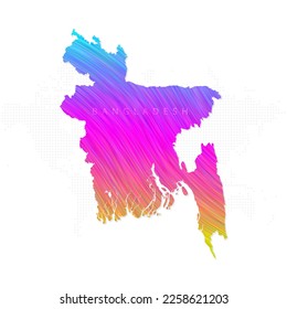 Bangladesh map in colorful halftone gradients. Future geometric patterns of lines abstract on white background. Vector Illustration Eps10.