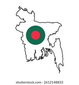 Bangladesh Map with Flag Design.