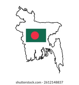 Bangladesh Map with Flag Design.