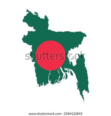 Bangladesh Map with Flag Design.