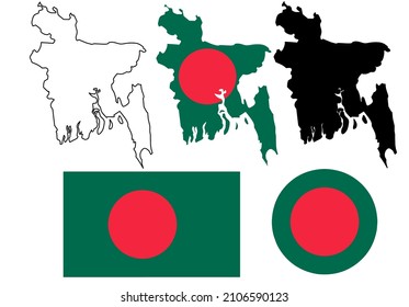 Bangladesch-Karte, Symbol, Vektorgrafik einzeln auf weißem Hintergrund.Bangladeshi-Karte