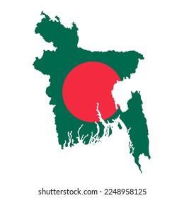 Bangladesh map with flag inside the map, vector illustration