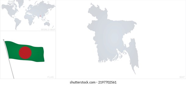 Landkarte und Flagge von Bangladesch. Vektorgrafik