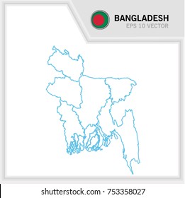 Bangladesh map and flag in white background