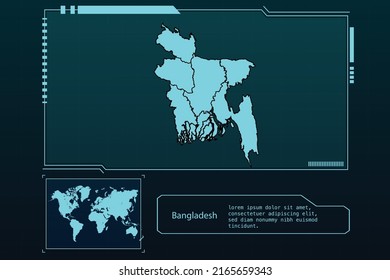 Bangladesh Map Futuristic  infographic Map element collection background