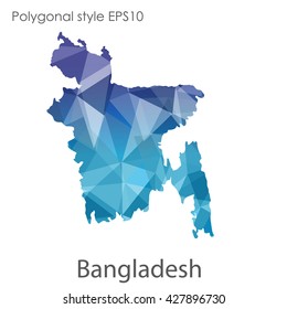 Bangladesh map in geometric polygonal style. Abstract triangle, modern design background