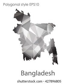 Bangladesh map in geometric polygonal style. Abstract triangle, modern design background