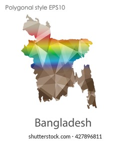 Bangladesh map in geometric polygonal style. Abstract triangle, modern design background