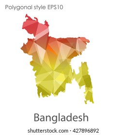 Bangladesh map in geometric polygonal style. Abstract triangle, modern design background