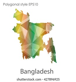 Bangladesh map in geometric polygonal style. Abstract triangle, modern design background