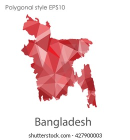 Bangladesh map in geometric polygonal style. Abstract triangle, modern design background