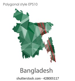 Bangladesh map in geometric polygonal style. Abstract triangle, modern design background.