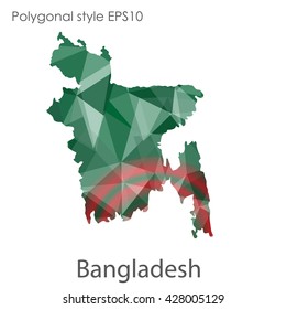Bangladesh map in geometric polygonal style. Abstract triangle, modern design background.