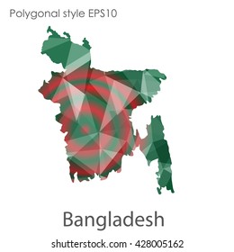 Bangladesh map in geometric polygonal style. Abstract triangle, modern design background.