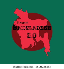 Bangladesh map in green background  and a drop of blood on it. "5 August Bangladesh 2.0" written on it.