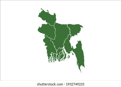 Bangladesh Map Green Color on White Backgound