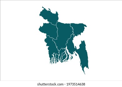 Bangladesh Map Green Color on White Backgound